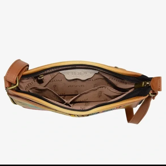 Anuschka Colorful Dragonfly Design Women's Bag Expandable Crossbody NWT - Picture 4 of 5